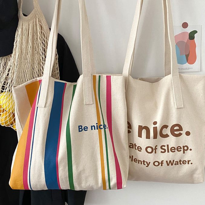 2color be nice logo tote bag