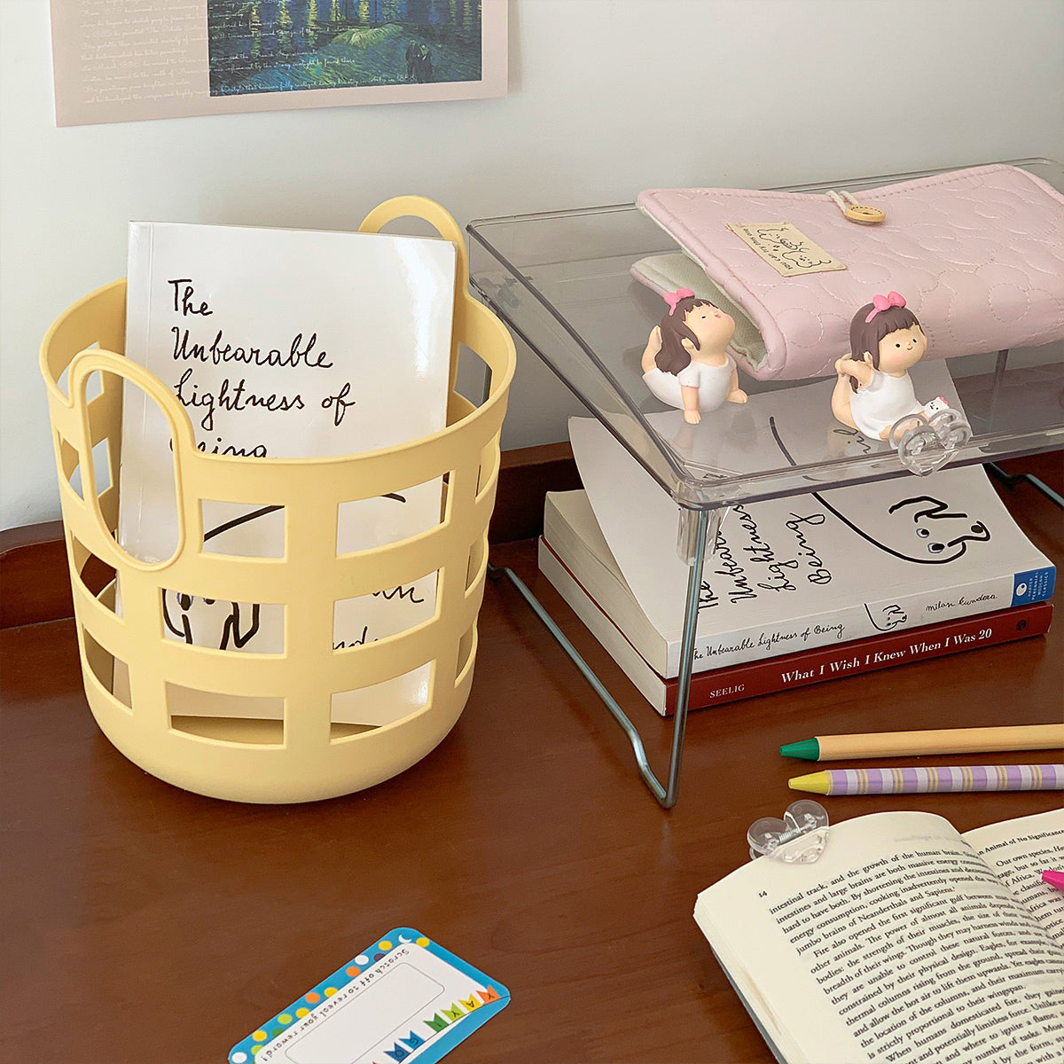 3size simple yellow basket