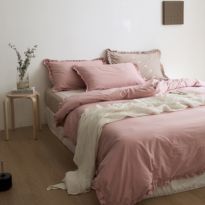 12color simple cotton frill bedlinen set