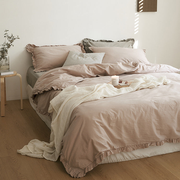 12color simple cotton frill bedlinen set