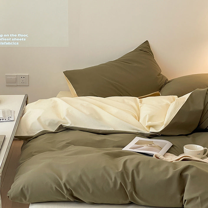 8color two tone creamy cotton bedlinen set