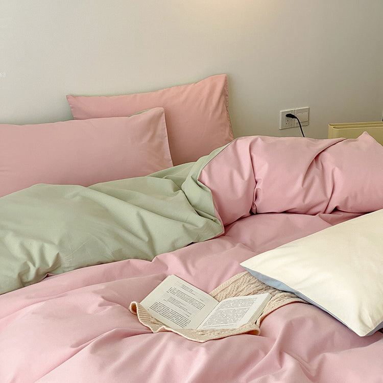 8color two tone creamy cotton bedlinen set