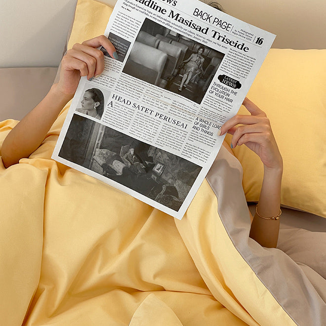 8color two tone creamy cotton bedlinen set