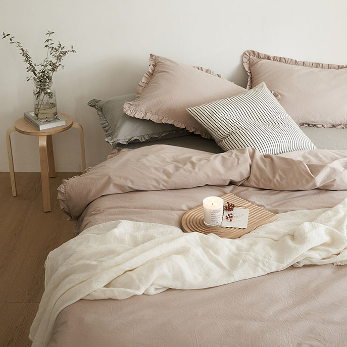 12color simple cotton frill bedlinen set