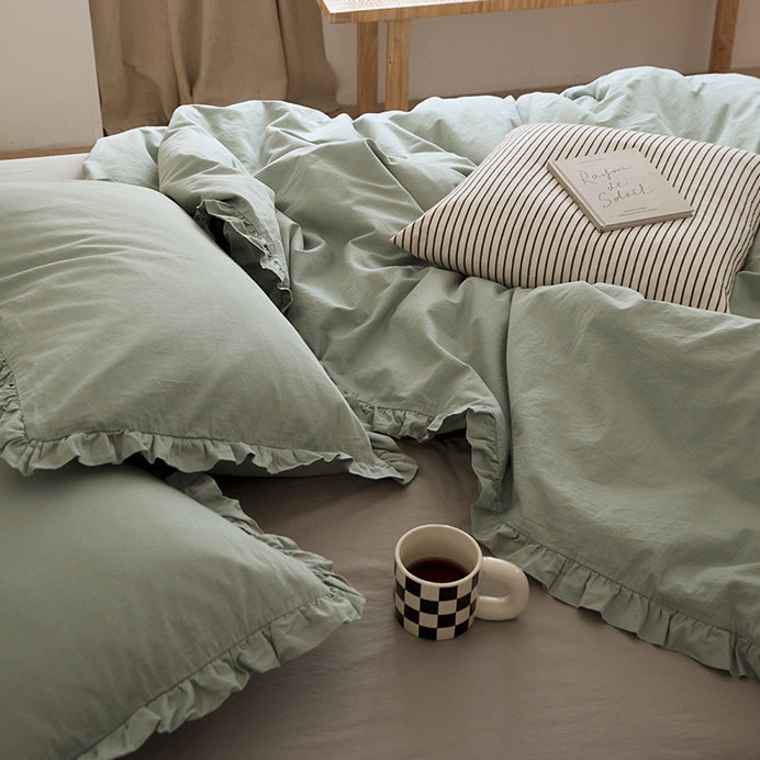 12color simple cotton frill bedlinen set