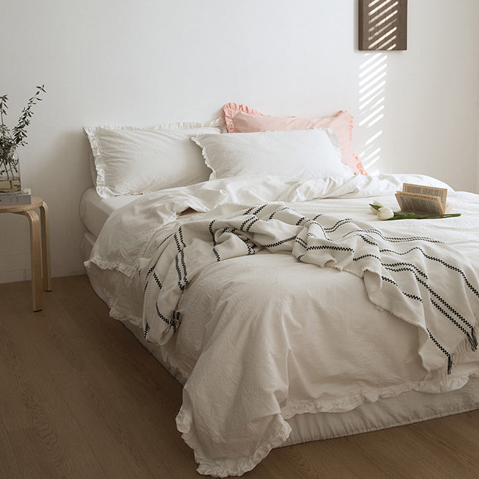 12color simple cotton frill bedlinen set