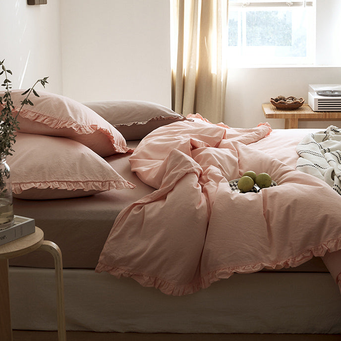 12color simple cotton frill bedlinen set
