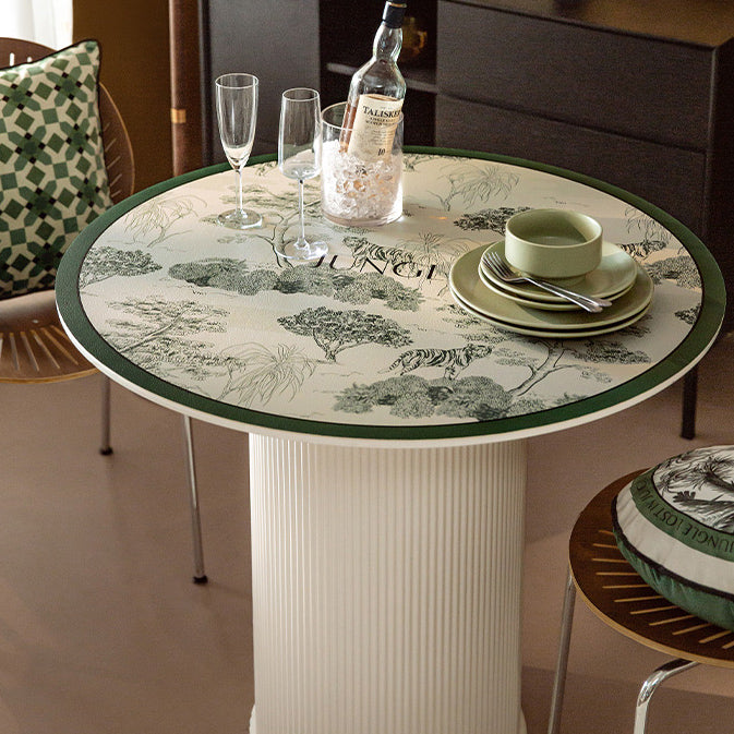 2color green retro forest round table mat