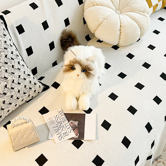 monotone square block sofa cover