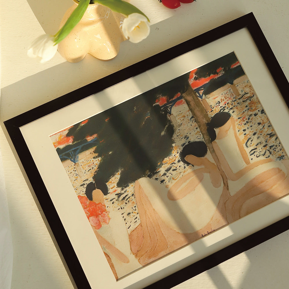 french girl poster & frame SET