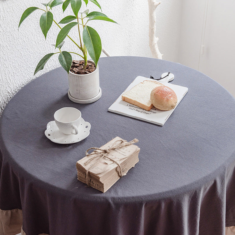 4color round frills tablecloth
