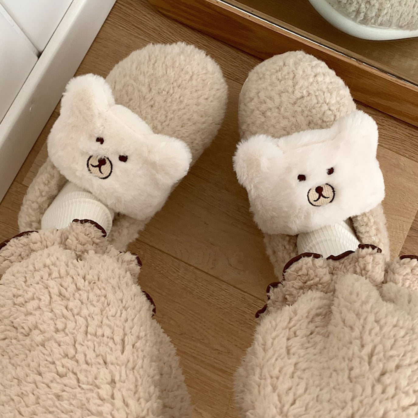 4color fur bear roomshoes