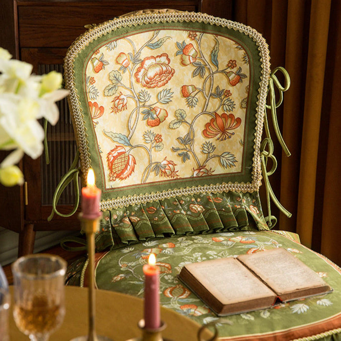 green retro flower chair cover & cushion