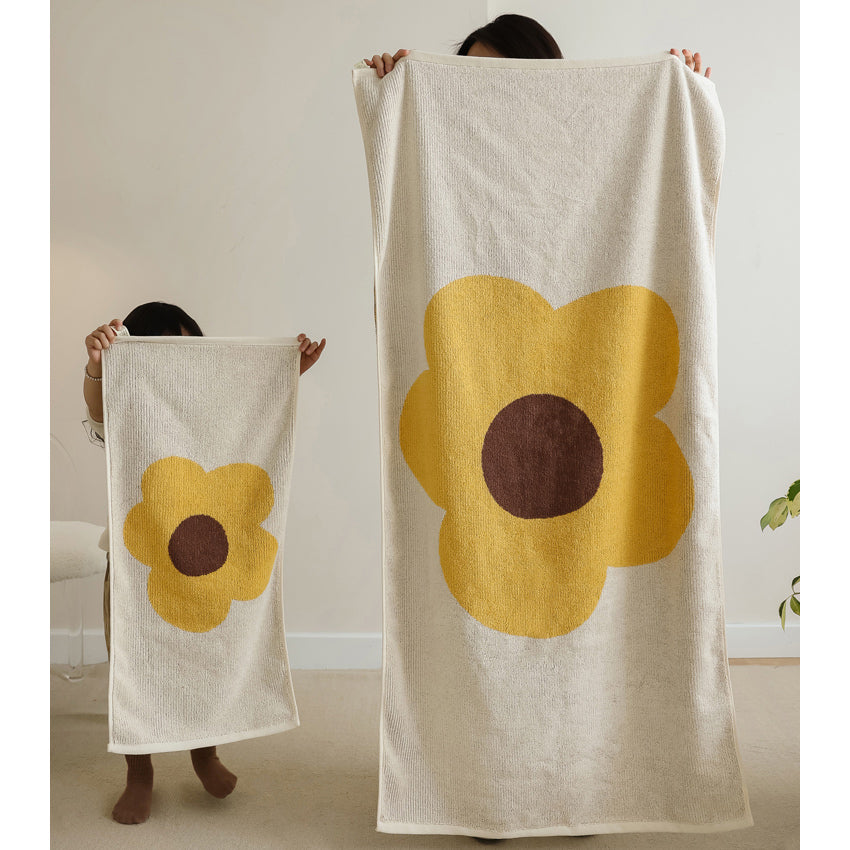 2color single flower towel