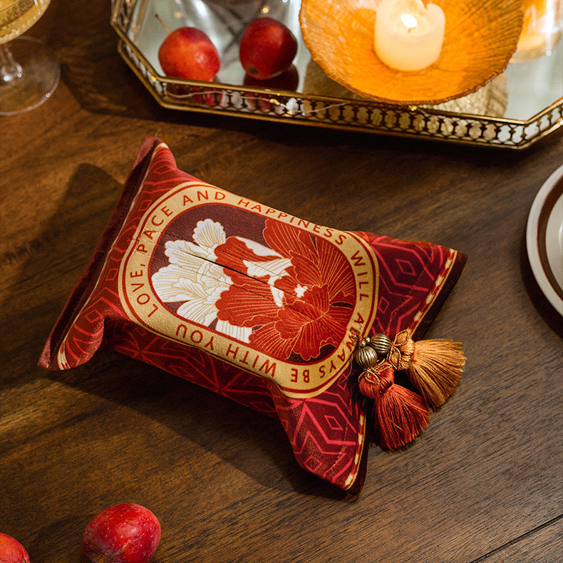 2design red flower tissue case