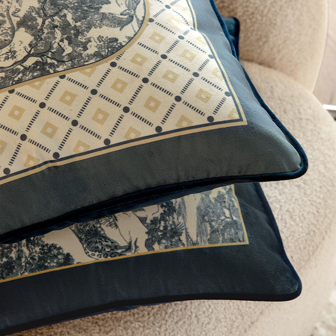 3design blue retro forest cushion