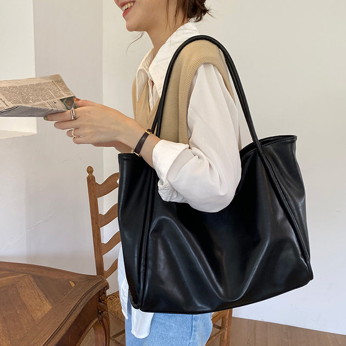 3color leather tote bag