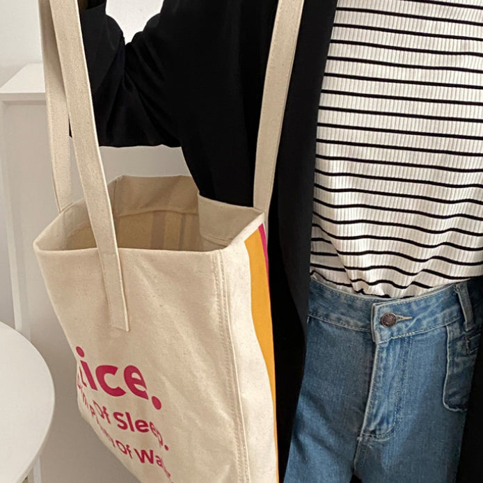 2color be nice logo tote bag