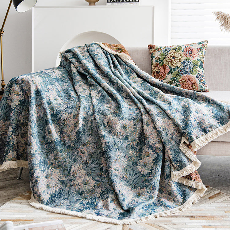 french blue flower sofa cover