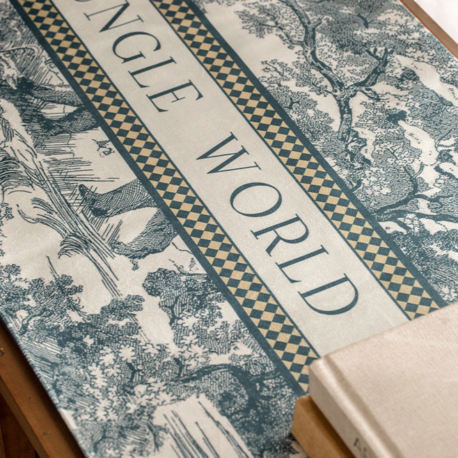 blue retro forest table runner