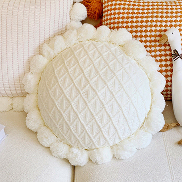 orange motif ponpon cushion
