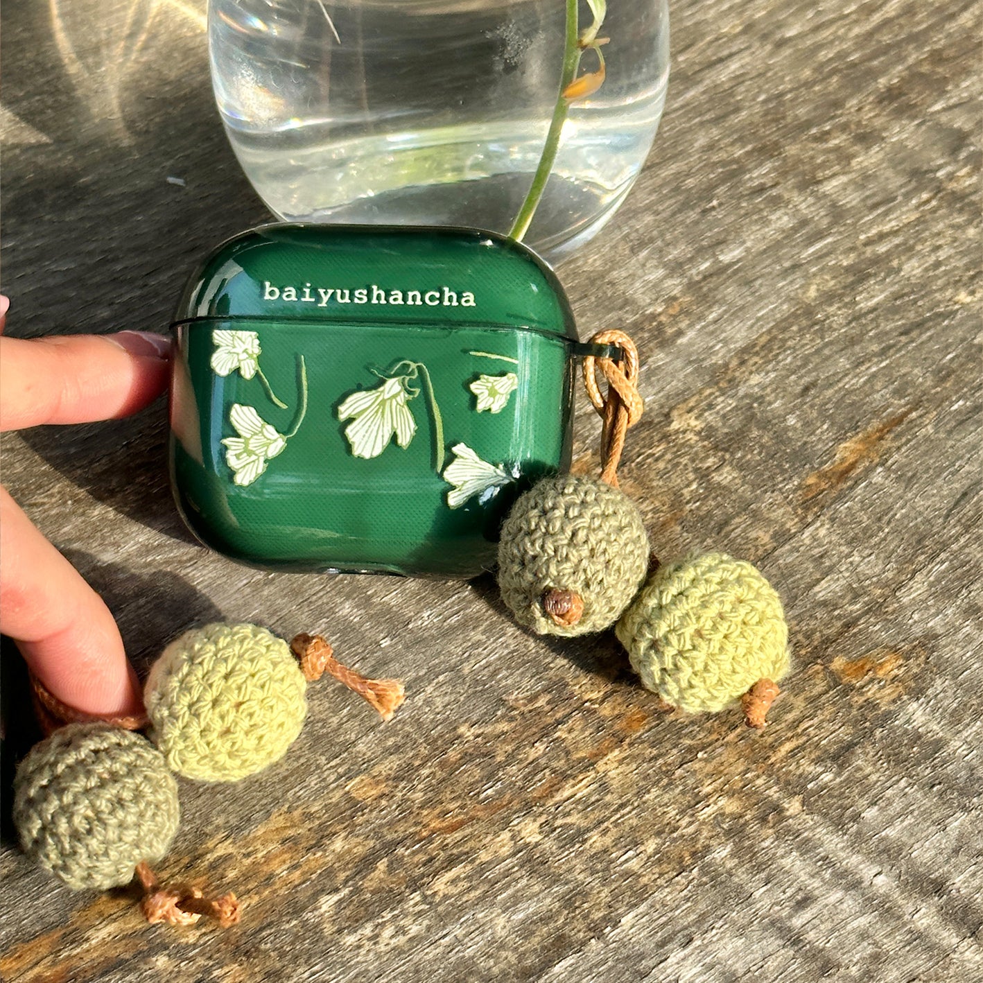 green tea flower Airpods case
