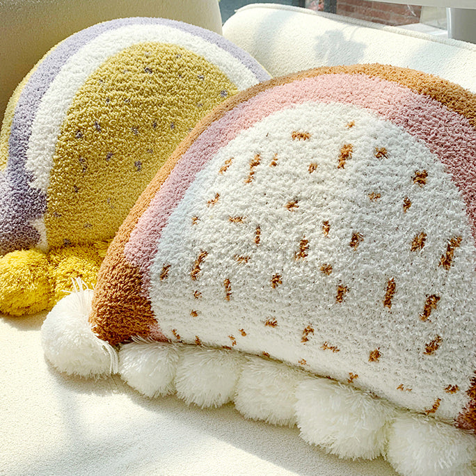 3color semicircle ponpon cushion