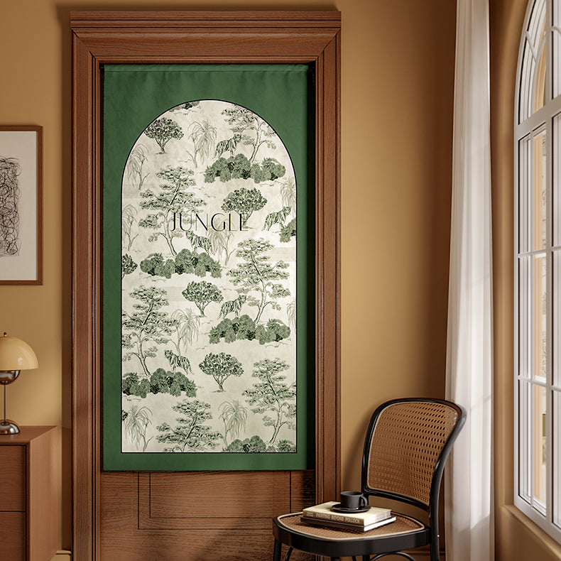 green retro forest curtain