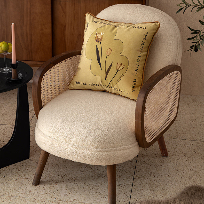 art mustard tulip cushion