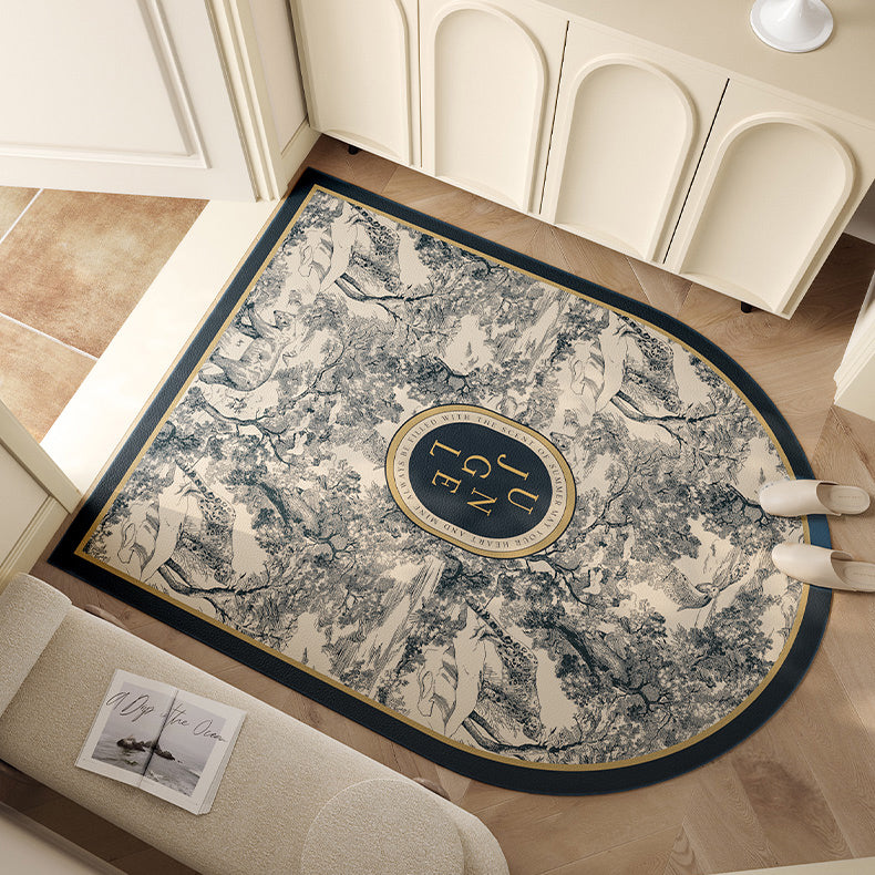 blue retro forest door mat