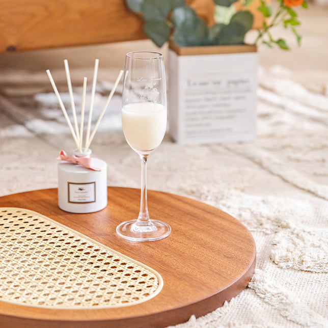 3color round rattan wood tray