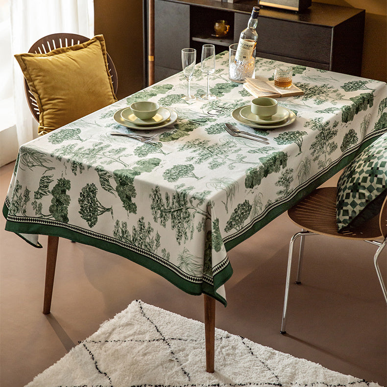green retro forest table cloth