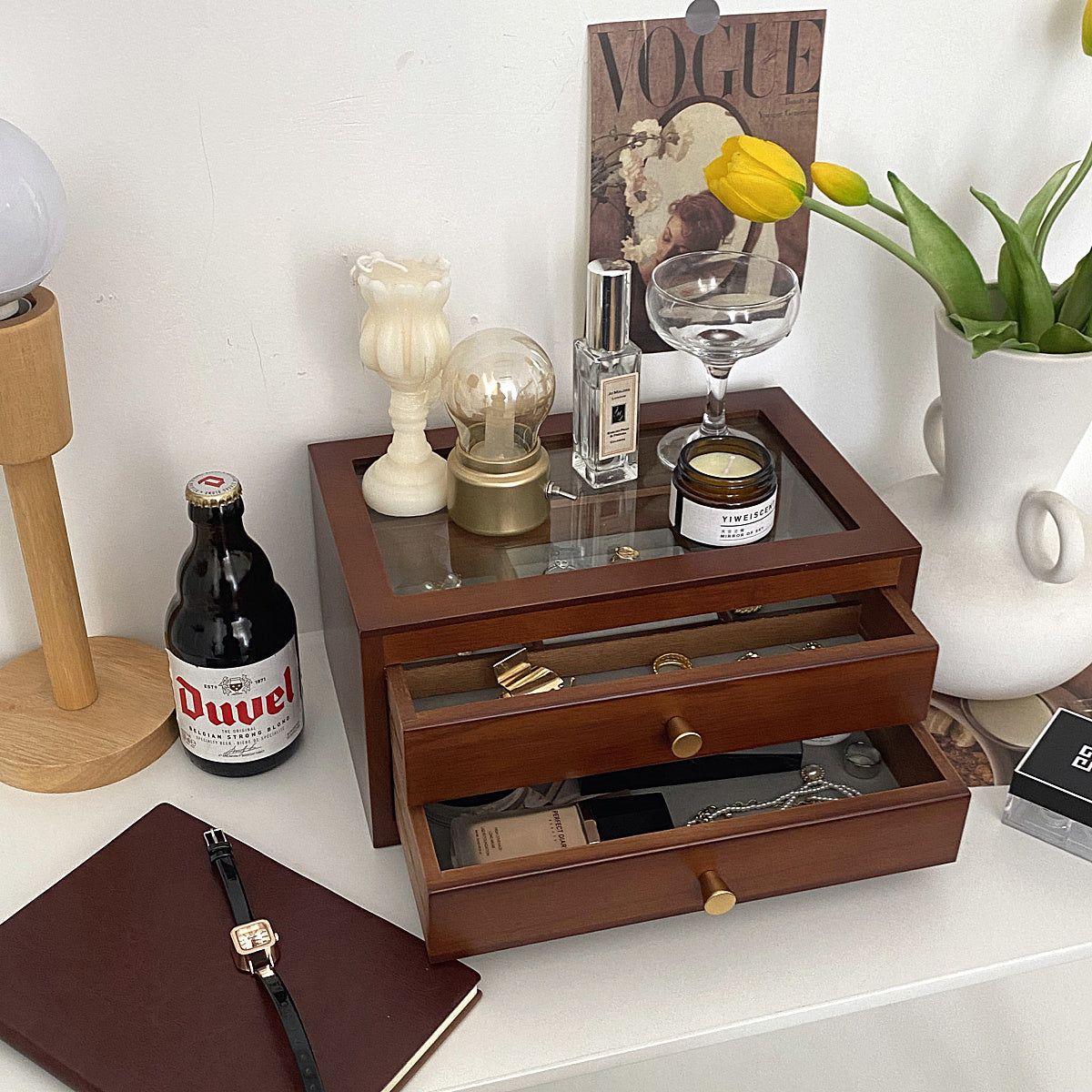 2size retro wood jewelry box