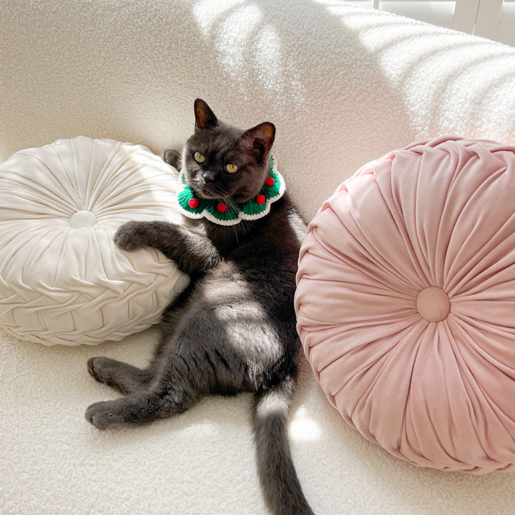 2color round pleats cushion