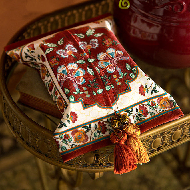 dark red vintage flower tissue case
