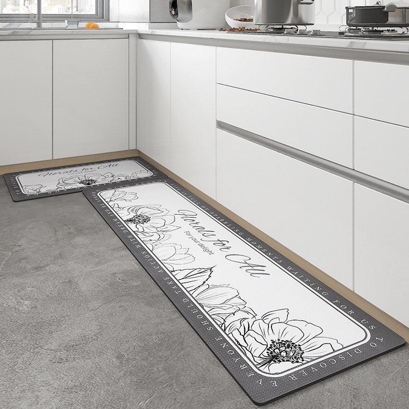4type monotone flower kitchen mat set