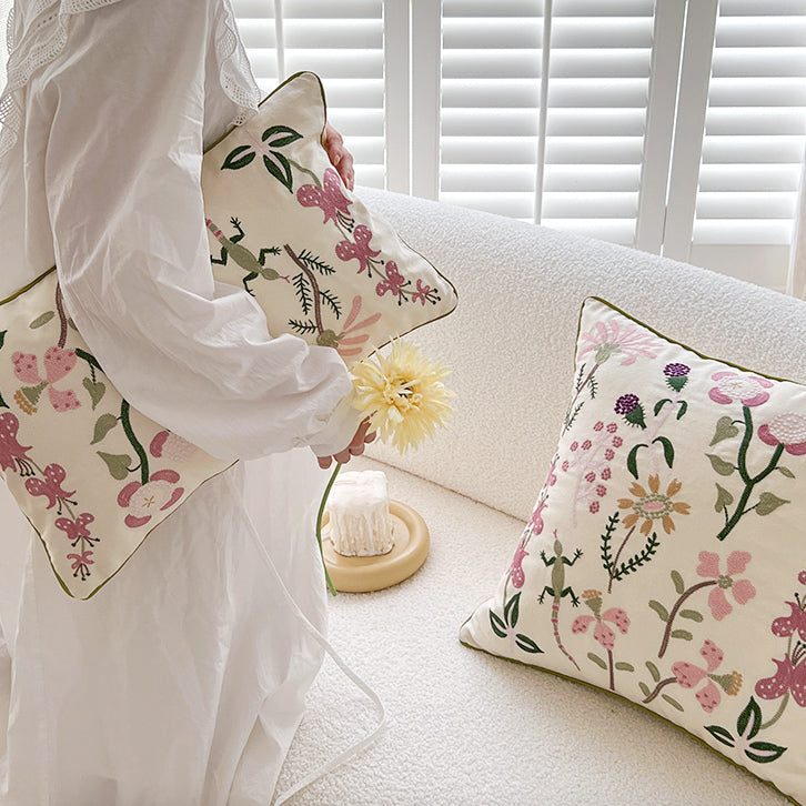 retro botanical flower cushion