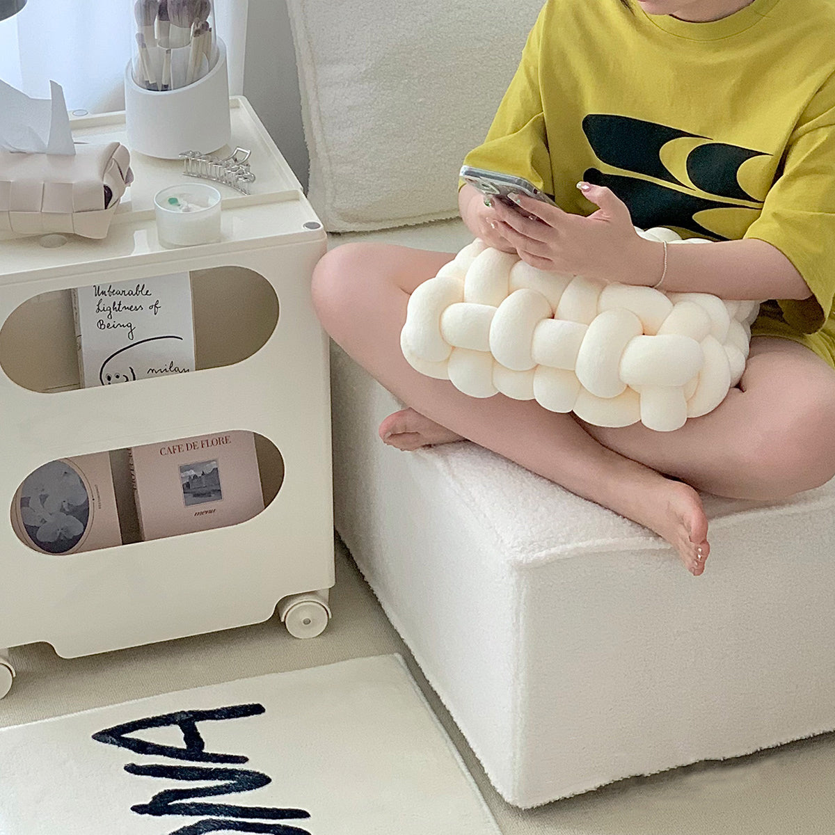 2color natural knit cushion