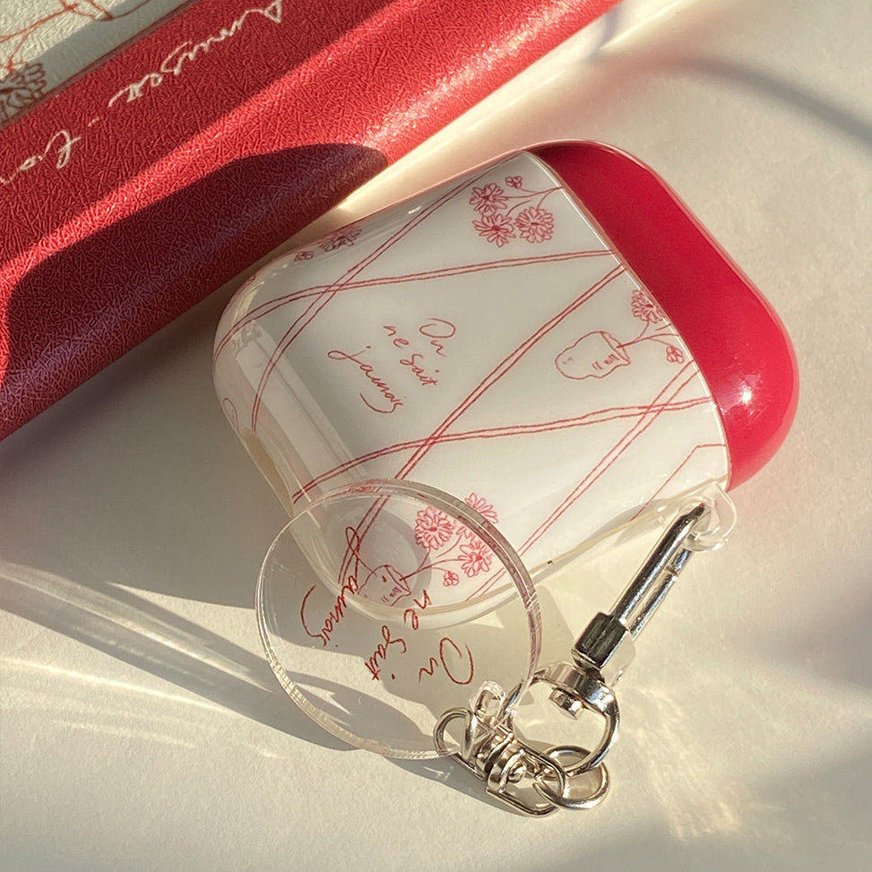 red french flower Airpods case