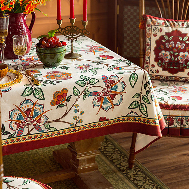 2design dark red vintage flower table cloth