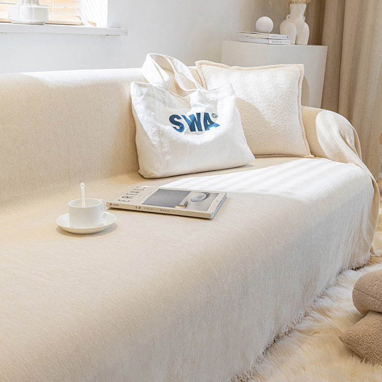 white cut off sofa cover