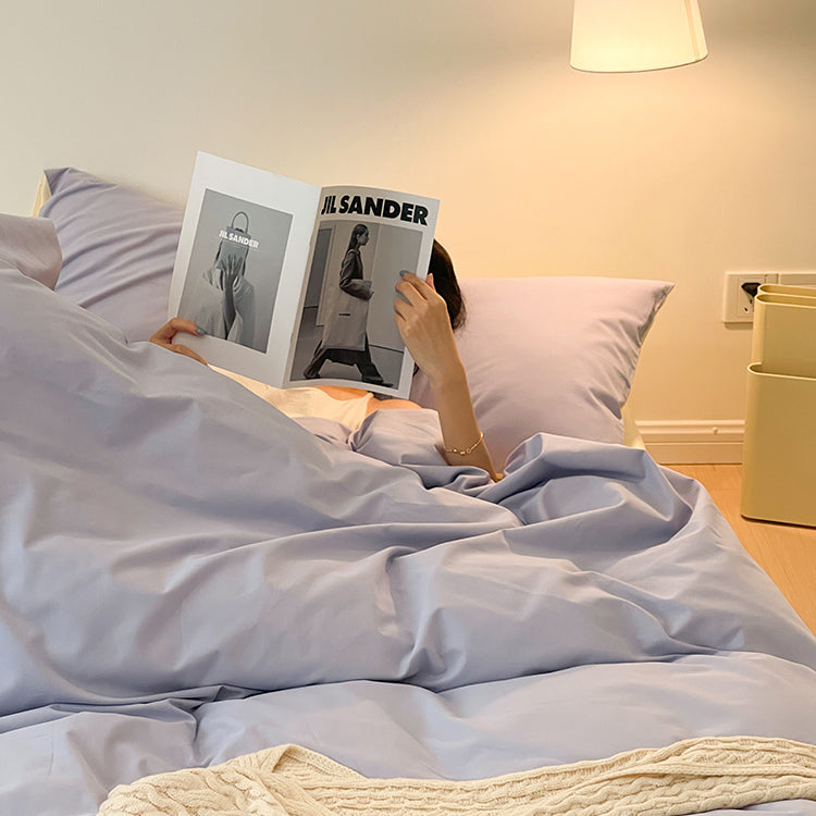 8color two tone creamy cotton bedlinen set