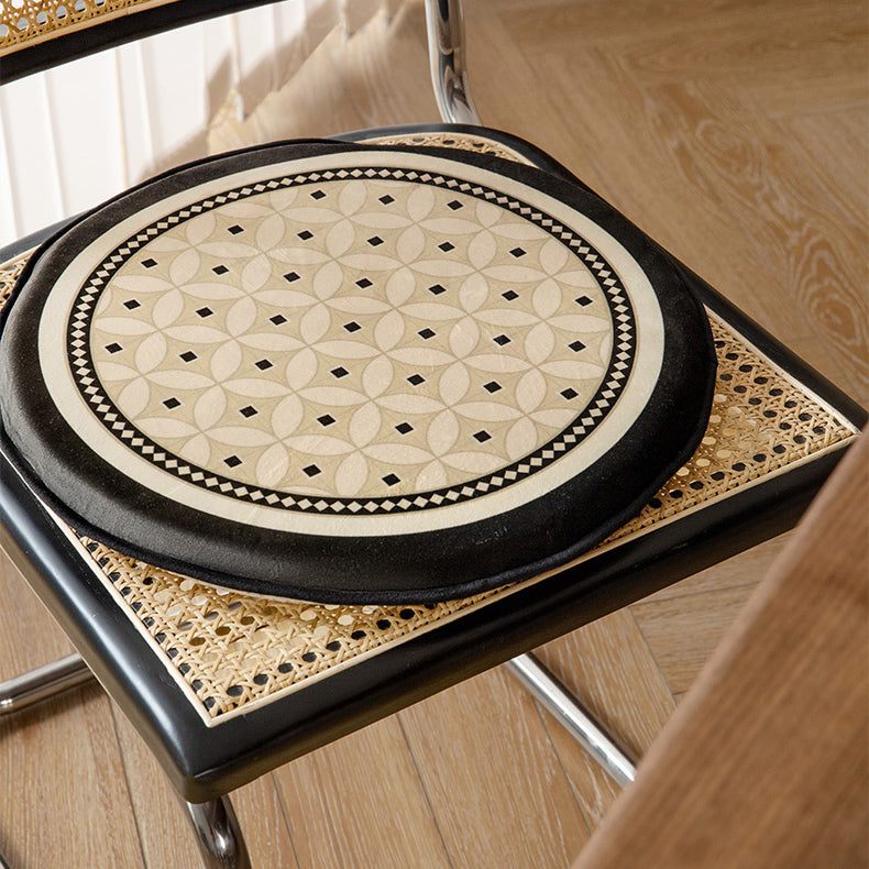 2color brown retro tile cushion