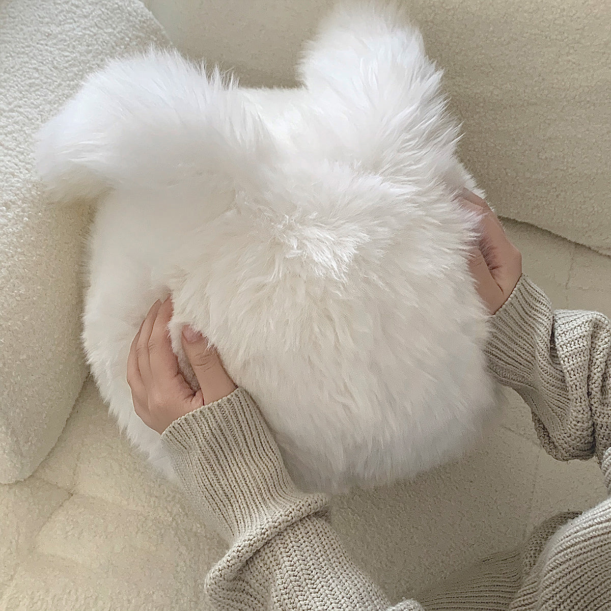 white round rabbit cushion