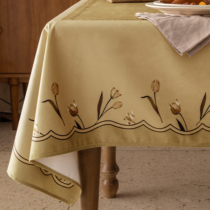 art mustard tulip table cloth