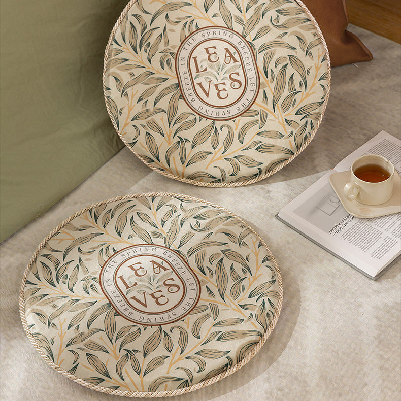 leaves art logo round cushion