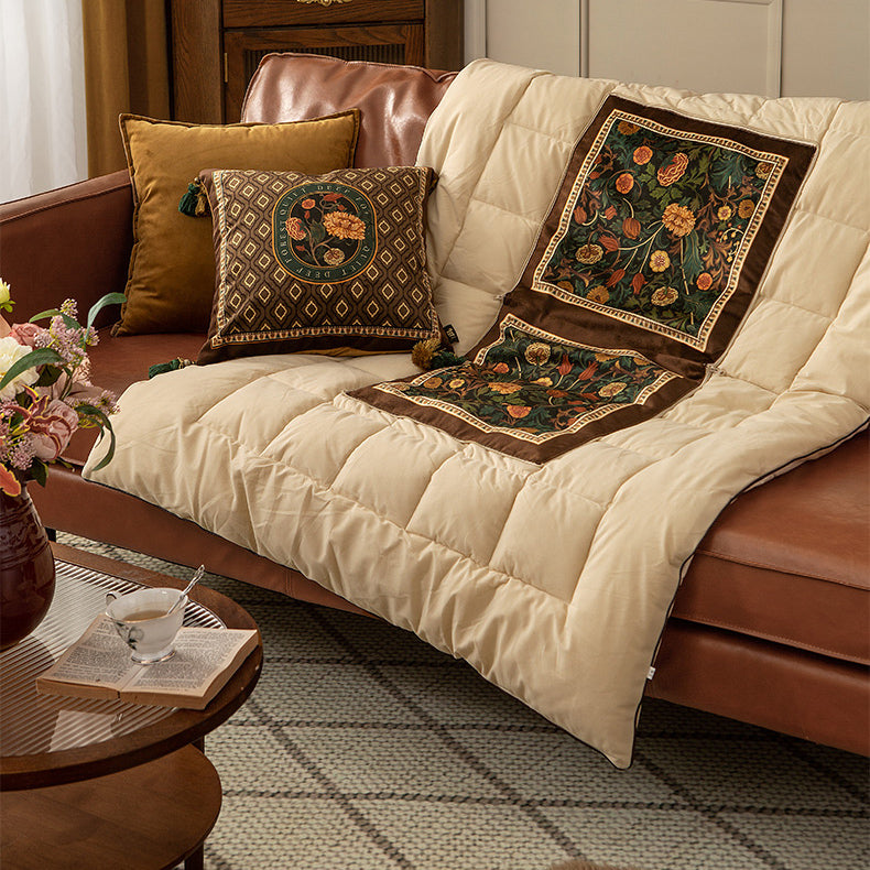 retro flower 2way quilt cushion