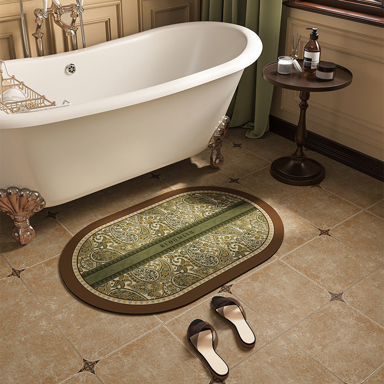 green blooming bath mat