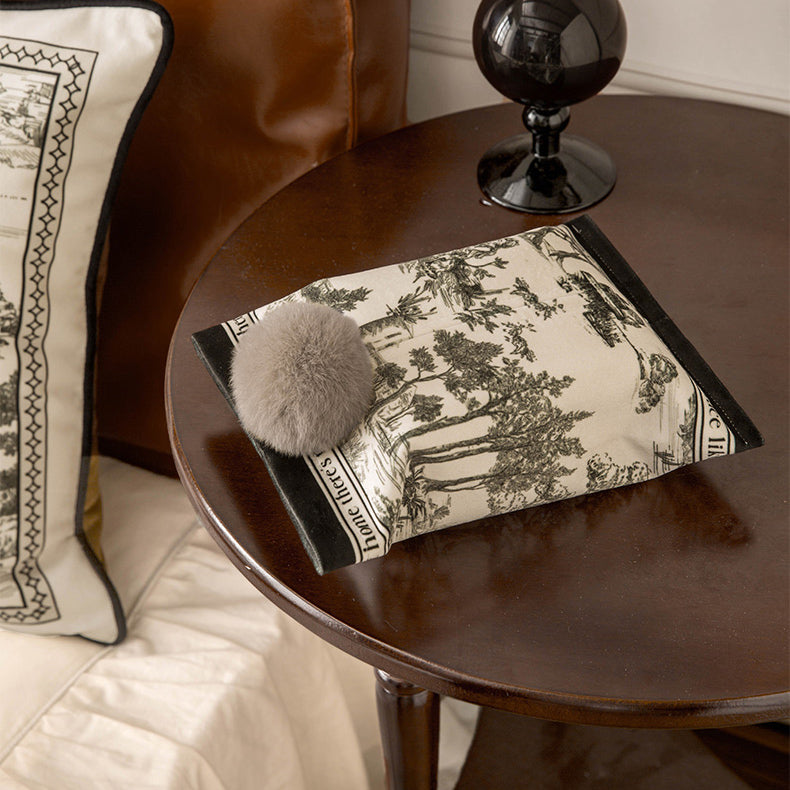 black toile de Jouy tissue case