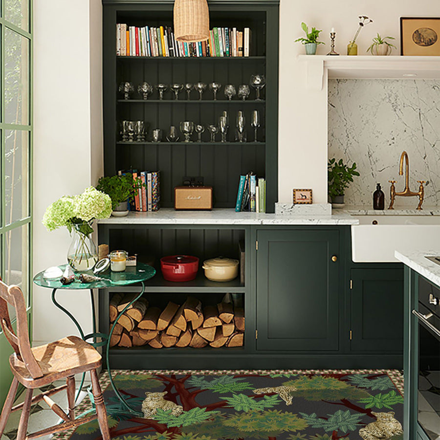 6design dark flower door mat